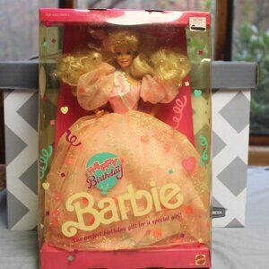 Vintage Happy Birthday Barbie Doll 1990 Mattel 7913 NRFB